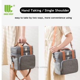  Two Separate Compartments LeakProof  Insulated Lunch Bag Lunch Cooler Bag 