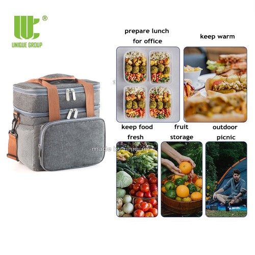  Two Compartments Insulated Lunch Bag 