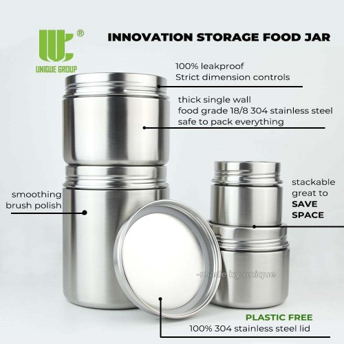 100% Stainless Steel Food Storage Jar 