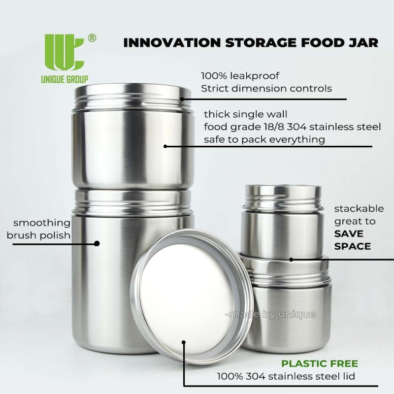 100% Stainless Steel Food Storage Jar  