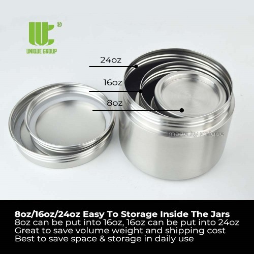 100% Stainless Steel Food Storage Jar 